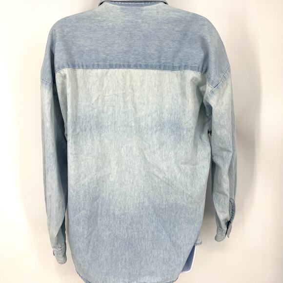 Crystal Springs Vintage Chambray Holiday Applique Denim Button Up Shirt Size S - Picture 4 of 9